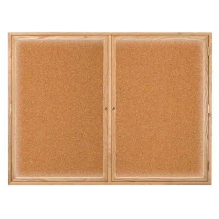 United Visual Products Triple Door Indoor Enclosed Easy Tack Bo UV307EZ-GREY-WHITE